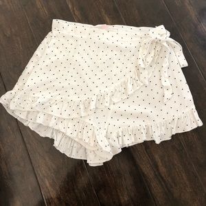 White Flowy Wrap Skirt Shorts